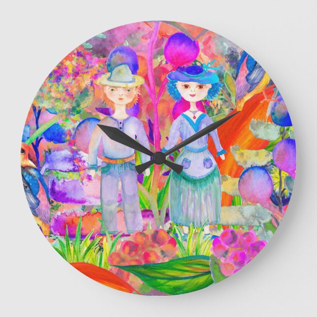 GRANDE HORLOGE RONDE JARDIN DE WONDERLAND BLANC (Recto)