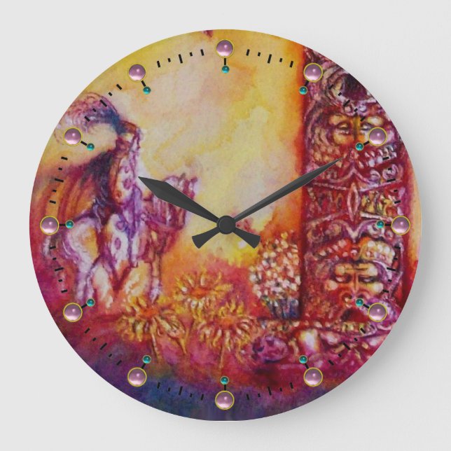 GRANDE HORLOGE RONDE JARDIN DES OMBRES PERDUES-CHEVALIER SUR HORSEBACK (Recto)