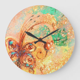 GRANDE HORLOGE RONDE JARDIN DES OMBRES PERDUES,PLANTE PAPILLON MAGIQUE