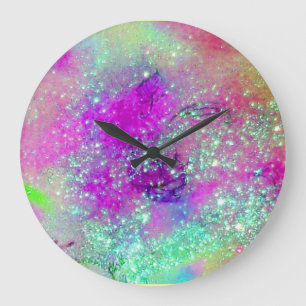 Grande Horloge Ronde JARDIN DES OMBRES PERDUES -violet violet rose