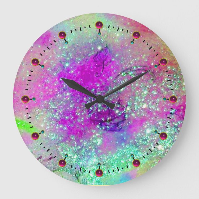 Grande Horloge Ronde JARDIN DES OMBRES PERDUES - violet violet rose (Recto)