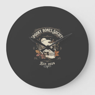 Grande Horloge Ronde Jardin d'os de minuit d'Halloween