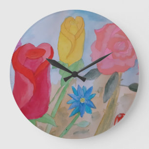Grande Horloge Ronde Jardin fleuri d'été