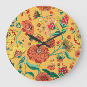 Grande Horloge Ronde Jardin Floral Paisley vintage