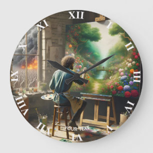 Grande Horloge Ronde Jardin rempli de fleur d'Imaginaire