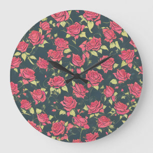 Grande Horloge Ronde Jardin Rose romantique