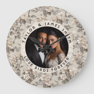 Grande Horloge Ronde Jardinias de bonheur charment un mariage moderne