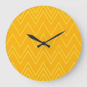 Grande Horloge Ronde Jaune, cool, tendance, moderne, motif de zigzag ur