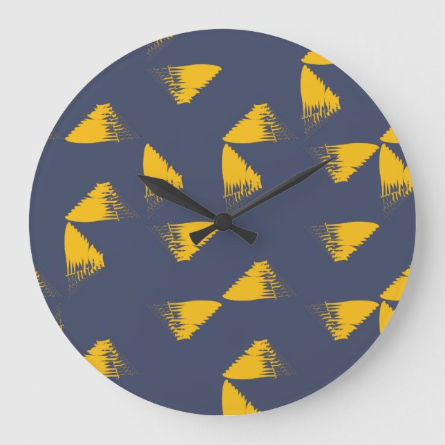 Grande Horloge Ronde Jaune, cool, unique, triangles tendance (Recto)