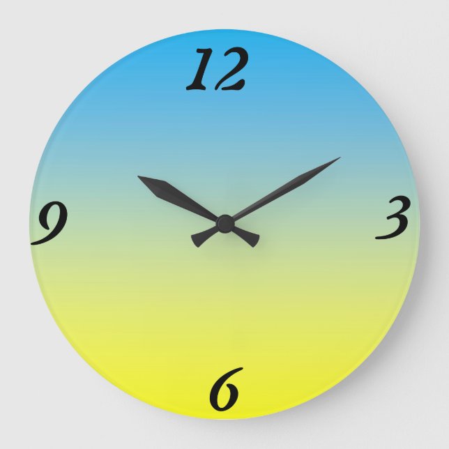 Grande Horloge Ronde Jaune et bleu deux tons (Recto)