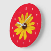 Grande Horloge Ronde  Jaune marguerite mignonne Floral Enfants Décor ro (Angle)