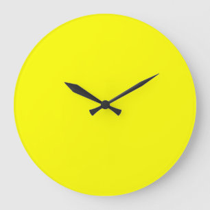 Grande Horloge Ronde Jaune Néon Uni