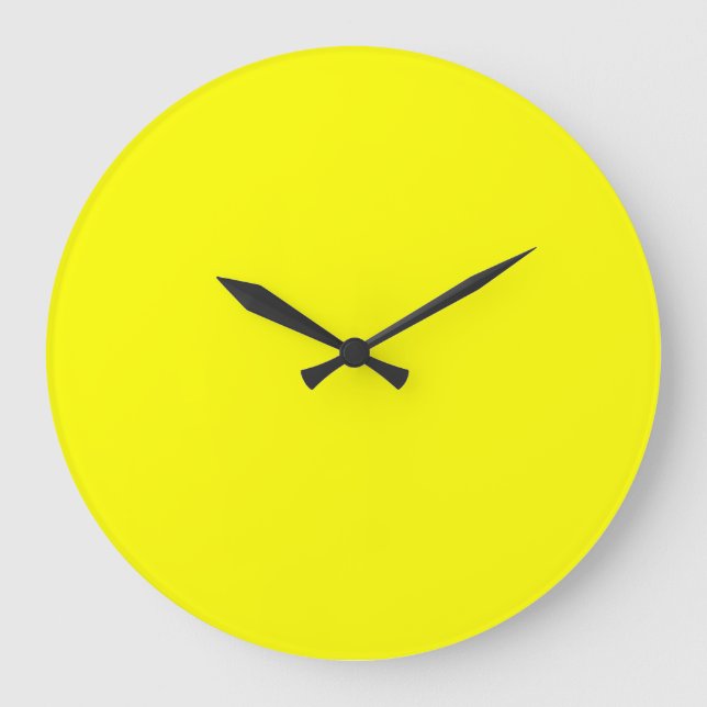 Grande Horloge Ronde Jaune Néon Uni (Recto)