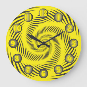 Grande Horloge Ronde jaune spydal noir