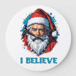 Grande Horloge Ronde Je crois en le style Graffiti du Père Noël