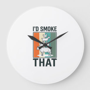 Grande Horloge Ronde Je fumerais ce design d'animaux de ferme BBQ vinta