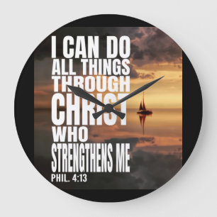 GRANDE HORLOGE RONDE JE PEUX FAIRE TOUTES LES CHOSES PAR LE CHRIST QUI