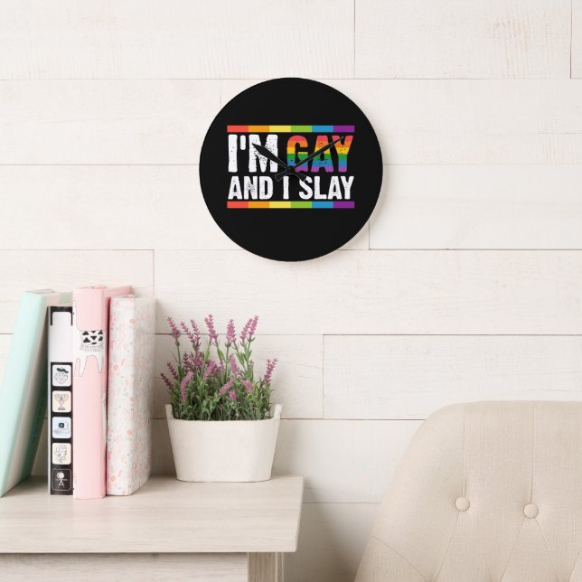 Grande Horloge Ronde Je suis Gay et je suis Gay pride LGBTQ (Salle de lecture)