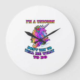 Grande Horloge Ronde Je suis une licorne - N'essayez pas de me dire quo