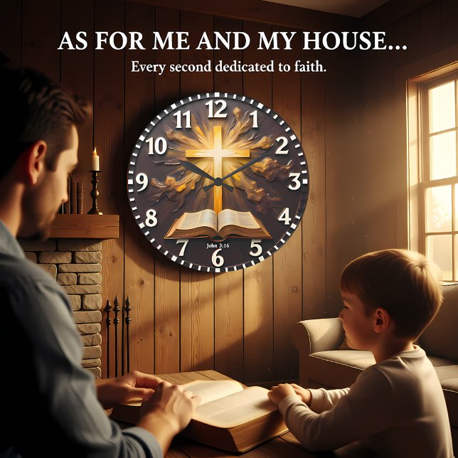 Grande Horloge Ronde Jean 3:16 Écriture Lumière Éternelle (Créateur téléchargé)