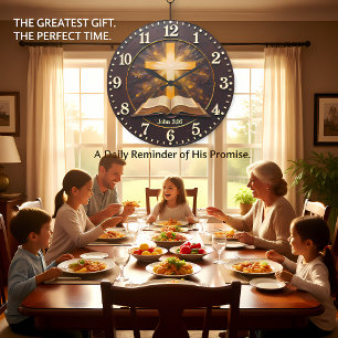 Grande Horloge Ronde Jean 3:16 Écriture radieuse