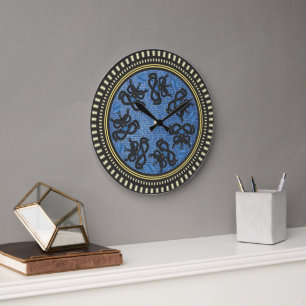 Grande Horloge Ronde Jeans Couleur Yoga Mandala
