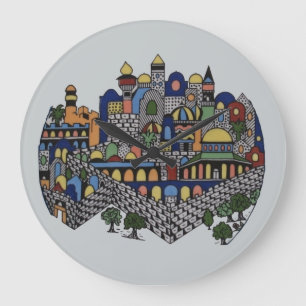 Grande Horloge Ronde Jérusalem coloré