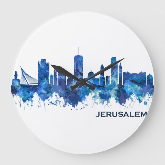Grande Horloge Ronde Jérusalem Israel Skyline Blue (Recto)
