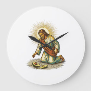 Grande Horloge Ronde Jésus a laissé tomber un avocat frais tranché au s
