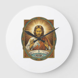 Grande Horloge Ronde Jésus a laissé tomber une lentille de contact dans
