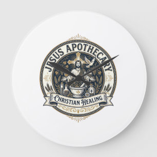 Grande Horloge Ronde Jésus Apothicaire Guérison Chrétienne Jésus Apothi