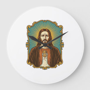 Grande Horloge Ronde Jésus Bouchon de Vin Cassé Bouteille Sommelier Par