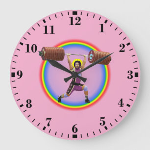Grande Horloge Ronde Jésus-Christ faisant le Clean and Jerk