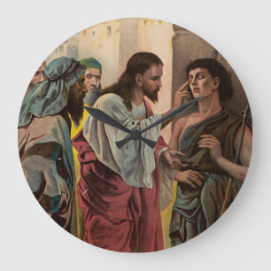 Grande Horloge Ronde Jésus-Christ guérissant l'aveugle