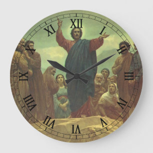 Grande Horloge Ronde Jésus Christ Sermon sur le Mont, Religion Vintage
