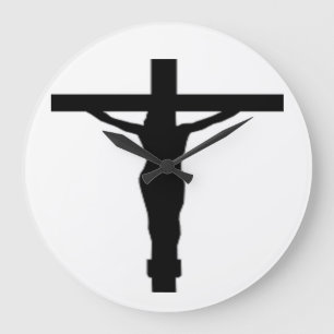 GRANDE HORLOGE RONDE JÉSUS CHRIST SUR LA CROIX