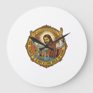 Grande Horloge Ronde Jésus Colère Curl Biceps Rack Squat Gym Annoyance