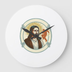 Grande Horloge Ronde Jésus confus tendance virale de danse silhouette v