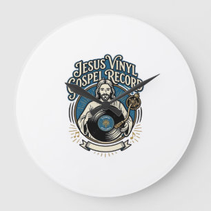 Grande Horloge Ronde Jesus Disque Vinyle Gospel Jesus Disque Vinyle Chr