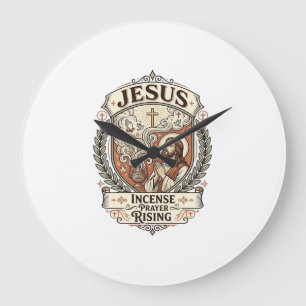 Grande Horloge Ronde Jésus Encens Prière Montée Jésus Encens Prière R