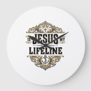 Grande Horloge Ronde Jésus est ma ligne de vie Vintage Christian Shirt