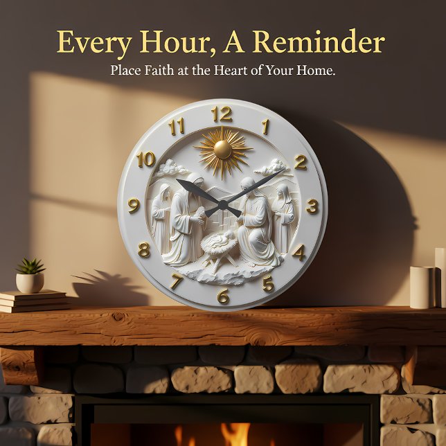 Grande Horloge Ronde Jesus Holy Family Nativity (Créateur téléchargé)