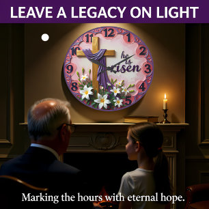Grande Horloge Ronde Jésus Il Est Ressuscité Texturé