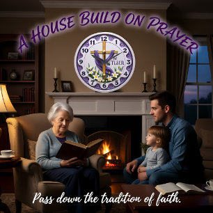 Grande Horloge Ronde Jésus Il Est Ressuscité Violet