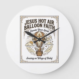 Grande Horloge Ronde Jésus Montgolfière Foi Jésus Montgolfière
