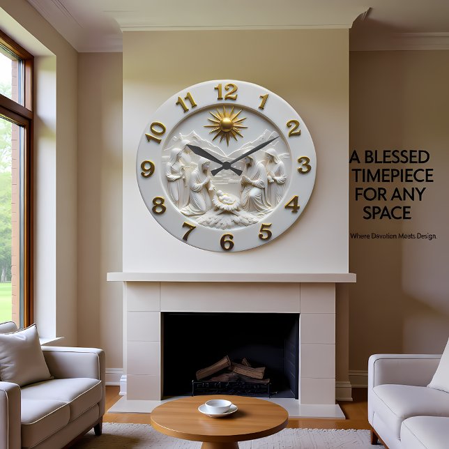 Grande Horloge Ronde Jesus Nativity Scene Marble (Créateur téléchargé)