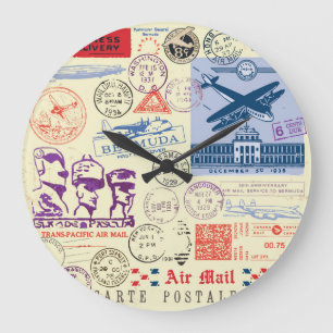 Grande Horloge Ronde Jeu de décors de tampon de document vintage