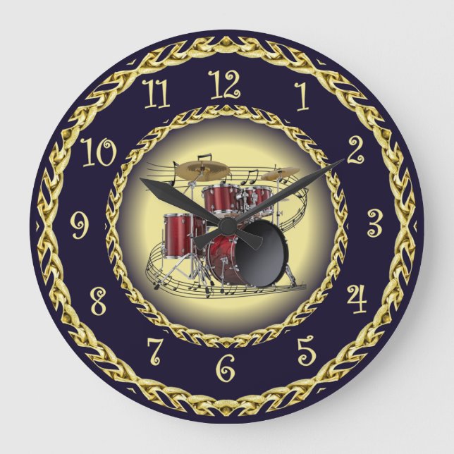 Grande Horloge Ronde Jeu de tambour 02 ~ Défilé musical ~ Or/Navy Blue  (Recto)