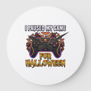 Grande Horloge Ronde Jeu En Pause Halloween Manette Chauves-Souris Fant