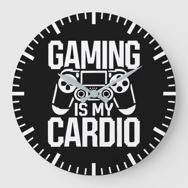 Grande Horloge Ronde Jeu Est Mon Cardio - Amusant Humour Gamer (Recto)